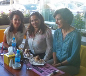 Left to right: Petra Molnar with journalist Etaf Rouda, and Kristin Marshall in Amman, Jordan