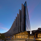 Jackman Law Building at night