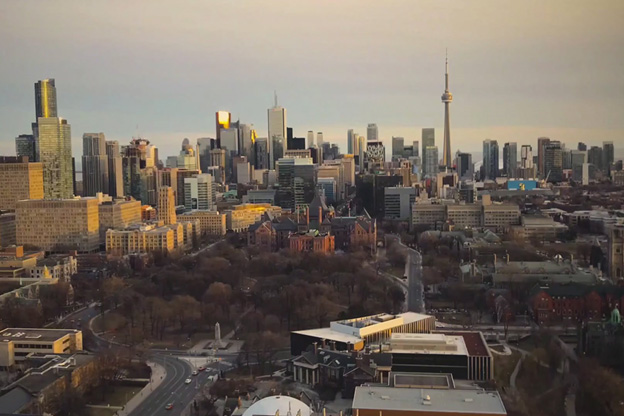 Aerial photo of front campus at UofT