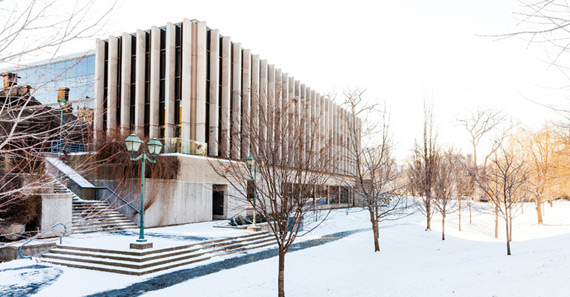 The Jackman Law Building in winter