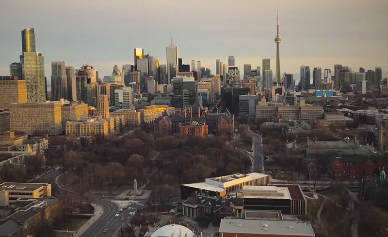 UofT front campus and Toronto skyline