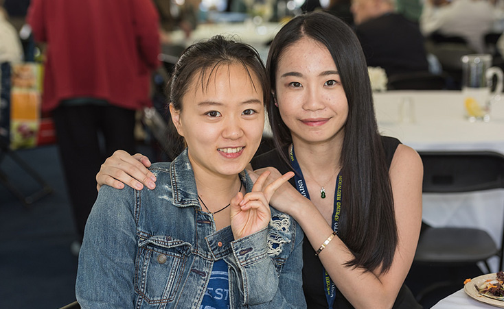 Teens attending alumni reunion event